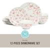 imageMartha Stewart Goodale Vintage Blue Stoneware 16 Piece Dinnerware SetPink Floral
