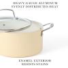 imageMartha Stewart Lockton Premium Nonstick 10 Piece Enamel Heavy Gauge Aluminum Pots and Pans Cookware Set  Martha BlueButter Cream