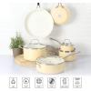 imageMartha Stewart Lockton Premium Nonstick 10 Piece Enamel Heavy Gauge Aluminum Pots and Pans Cookware Set  Martha BlueButter Cream