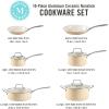 imageMartha Stewart Lockton Premium Nonstick 10 Piece Enamel Heavy Gauge Aluminum Pots and Pans Cookware Set  Martha BlueButter Cream