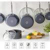 imageMartha Stewart Lockton Premium Nonstick 10 Piece Enamel Heavy Gauge Aluminum Pots and Pans Cookware Set  Martha BlueGray