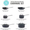 imageMartha Stewart Lockton Premium Nonstick 10 Piece Enamel Heavy Gauge Aluminum Pots and Pans Cookware Set  Martha BlueGray