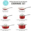 imageMartha Stewart Lockton Premium Nonstick 10 Piece Enamel Heavy Gauge Aluminum Pots and Pans Cookware Set  Martha BlueRed