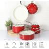 imageMartha Stewart Lockton Premium Nonstick 10 Piece Enamel Heavy Gauge Aluminum Pots and Pans Cookware Set  Martha BlueRed