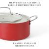 imageMartha Stewart Lockton Premium Nonstick 10 Piece Enamel Heavy Gauge Aluminum Pots and Pans Cookware Set  Martha BlueRed