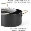 imageMartha Stewart Lockton Premium Nonstick PFA Free Ceramic Interior 10 Piece Heavy Gauge Enamel Aluminum Pots and Pans Cookware Set  Linen White wGold HandleCombo