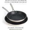 imageMartha Stewart Lockton Premium Nonstick PFA Free Ceramic Interior 10 Piece Heavy Gauge Enamel Aluminum Pots and Pans Cookware Set  Linen White wGold HandleLinen
