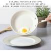 imageMartha Stewart Lockton Premium Nonstick PFA Free Ceramic Interior 10 Piece Heavy Gauge Enamel Aluminum Pots and Pans Cookware Set  Linen White wGold HandleLinen w Gold Handle