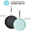 imageMartha Stewart Lockton Premium Nonstick PFA Free Ceramic Interior 10 Piece Heavy Gauge Enamel Aluminum Pots and Pans Cookware Set  Linen White wGold HandleMartha Blue