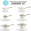 imageMartha Stewart Lockton Premium Nonstick PFA Free Ceramic Interior 10 Piece Heavy Gauge Enamel Aluminum Pots and Pans Cookware Set  Linen White wGold HandleLinen w Gold Handle