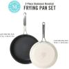 imageMartha Stewart Lockton Premium Nonstick PFA Free Ceramic Interior 10 Piece Heavy Gauge Enamel Aluminum Pots and Pans Cookware Set  Linen White wGold HandleLinen
