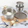 imageMartha Stewart Rhinewell Mirror Polish 6 Piece Stainless Steel Mixing Bowls with Lid and NonSlip Base  Grey