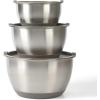 imageMartha Stewart Rhinewell Mirror Polish 6 Piece Stainless Steel Mixing Bowls with Lid and NonSlip Base  Grey