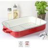 imageMartha Stewart Thayer 18quot Enamel on Steel Roaster Pan wStainless Steel Rack  Red
