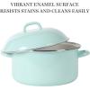 imageMartha Stewart Thayer 64Quart Enamel On Steel Scratch Resistant Dutch Oven wLid  Martha Blue Induction Safe64Quart Dutch Oven