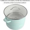 imageMartha Stewart Thayer 8Quart Enamel On Steel Scratch Resistant Stock Pot wLid  Martha BlueMartha Blue