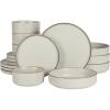 imageGibson Elite Gelston Stoneware Matte Reactive Glaze 16 Piece Service for 4 Plates and Bowl Dinnerware Set  Cream