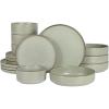 imageGibson Elite Gelston Stoneware Matte Reactive Glaze 16 Piece Service for 4 Plates and Bowl Dinnerware Set  Green