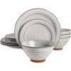 imageGibson Elite Terranea Round Reactive Glaze Terra Cotta Dinnerware Set Service for Four 12pcs TealWhite