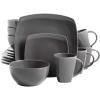 imageGibson Soho Lounge Square Reactive Glaze Dinnerware Set Grey  9755816RM Service for 4 16pcs