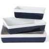 imageMARTHA STEWART 3 Piece Oven to Table Stoneware Bakeware Baking Dish ampamp Casserole Set  Dusty BlueCobalt Blue