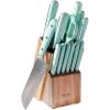imageMartha Stewart 14 Piece High Carbon Stainless Steel Cutlery Knife Block Set wABS Triple Riveted Forged Handle Ashwood Block  Martha BlueMartha Blue Ashwood Block