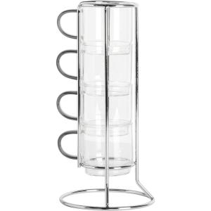 imageGibson Soho Lounge Stackable Glass Espresso Cups with Rack Glass 4Piece 38ozEspresso Cups with Rack 4Piece