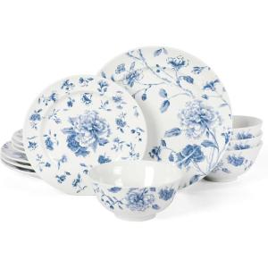 imageMartha Stewart Goodale Vintage Blue Stoneware 16 Piece Dinnerware SetBlue Floral