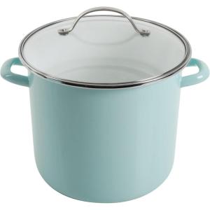 imageMartha Stewart Thayer 8Quart Enamel On Steel Scratch Resistant Stock Pot wLid  Martha BlueMartha Blue