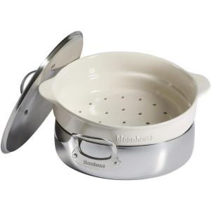 imageOprahs Favorite Things  6QT Triply Stainless Steel Everyday Pan wNonStick NonToxic Ceramic Interior and Ceramic Steamer Insert