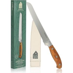 imageOprahs Favorite Things  8 Inch German Steel Chef Knife WItalian Olive Wood Forged HandleBread Knife  Wood Handle