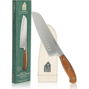 imageOprahs Favorite Things  8 Inch German Steel Chef Knife WItalian Olive Wood Forged HandleSantoku Knife  Wood Handle