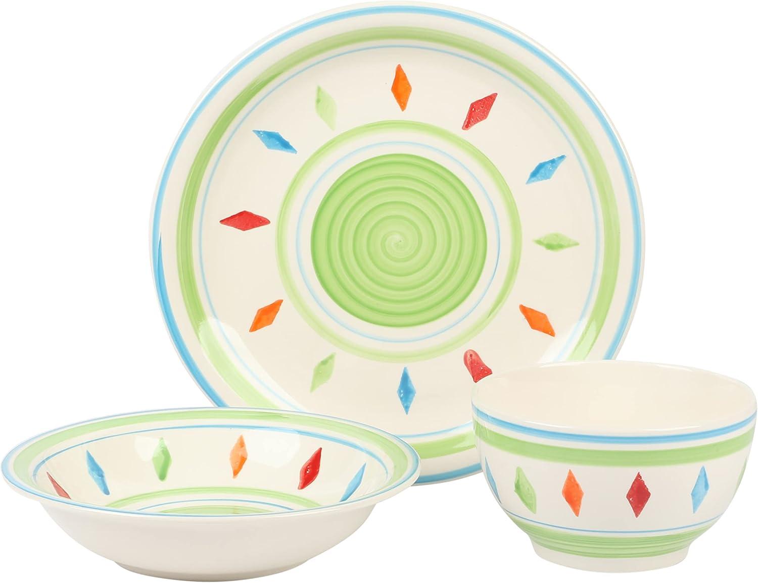 imageGibson Home Vibes Dinnerware Set Service for 4 12pcs Assorted ColorsGreen