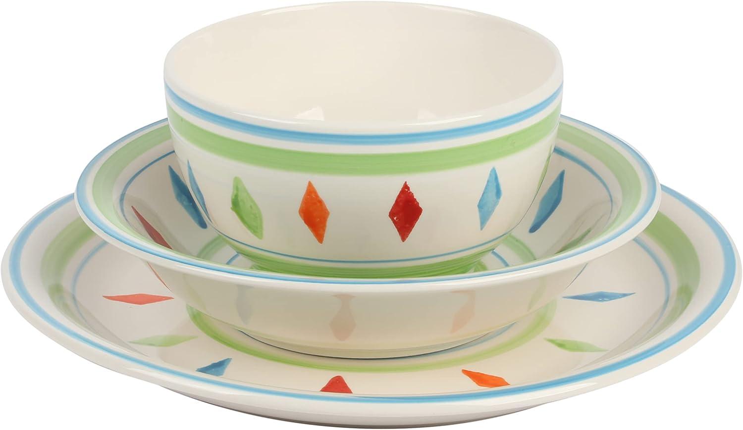 imageGibson Home Vibes Dinnerware Set Service for 4 12pcs Assorted ColorsGreen