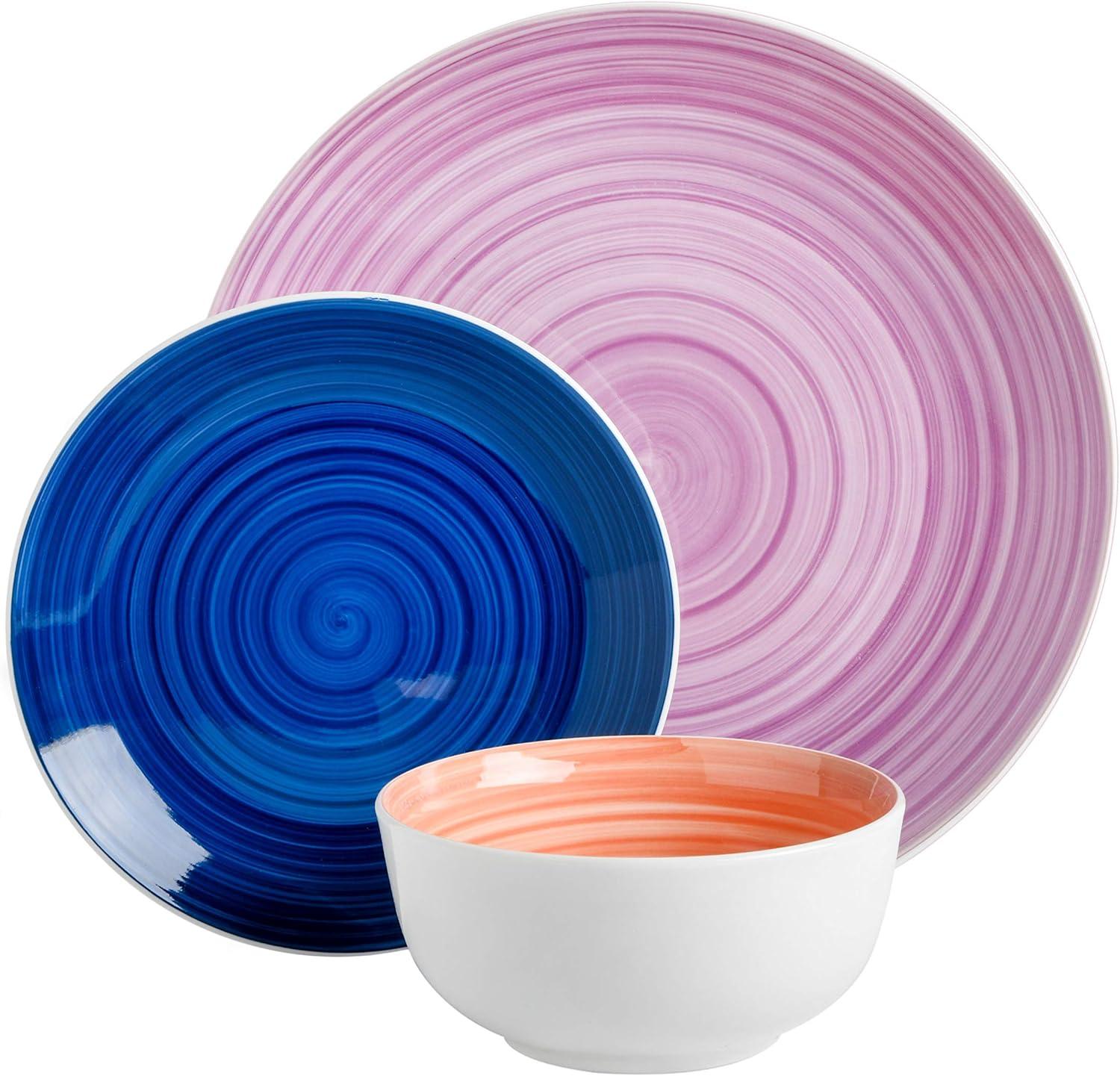 imageGibson Home Vibes Dinnerware Set Service for 4 12pcs Assorted ColorsHand Painted