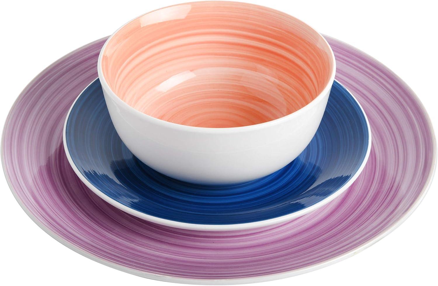 imageGibson Home Vibes Dinnerware Set Service for 4 12pcs Assorted ColorsHand Painted