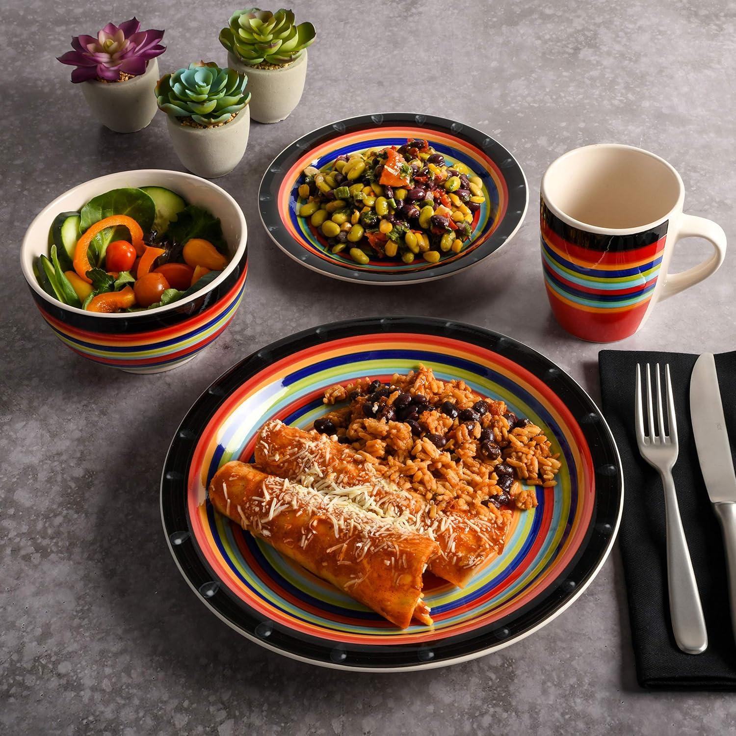 imageGibson Home Vibes Dinnerware Set Service for 4 12pcs Assorted ColorsMulticolor