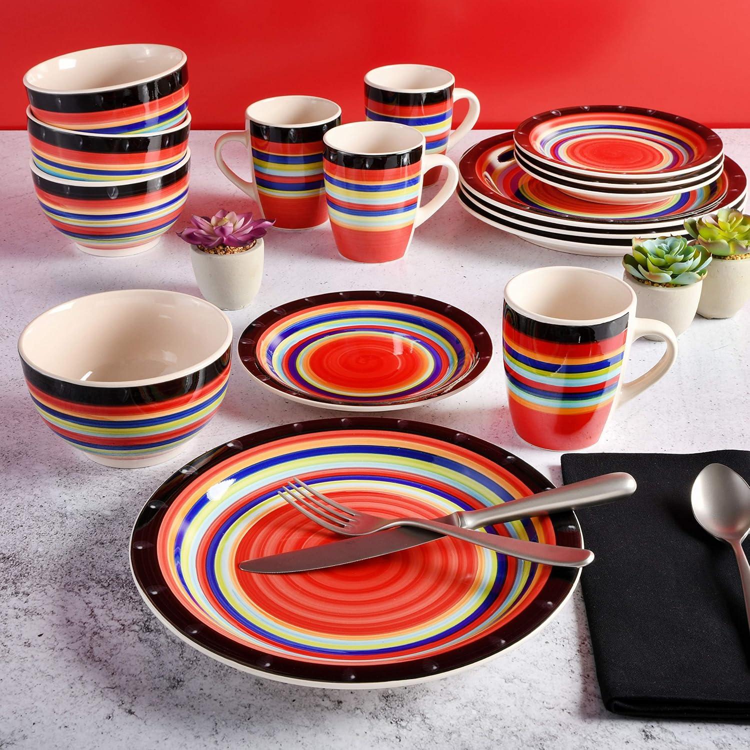 imageGibson Home Vibes Dinnerware Set Service for 4 12pcs Assorted ColorsMulticolor
