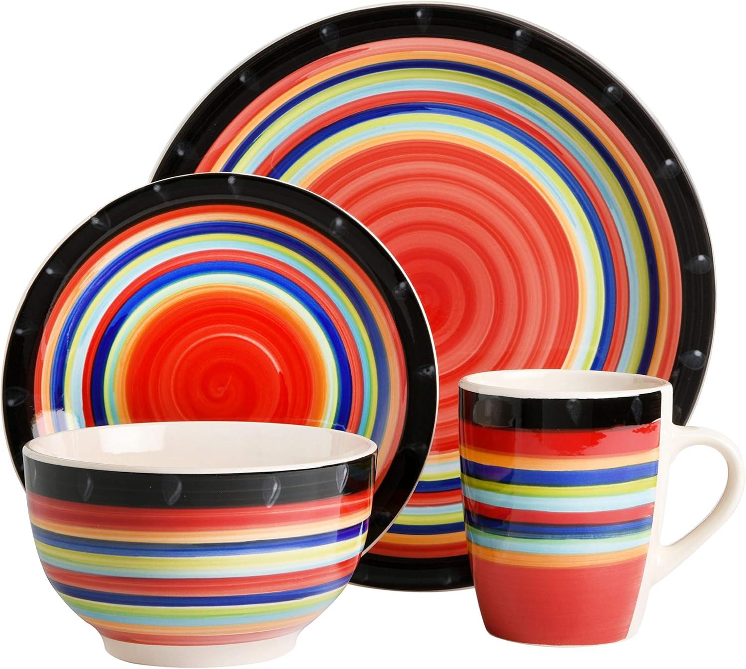 imageGibson Home Vibes Dinnerware Set Service for 4 12pcs Assorted ColorsMulticolor