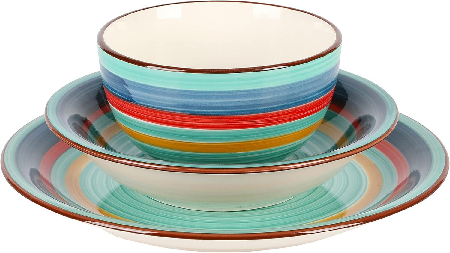 imageGibson Home Vibes Dinnerware Set Service for 4 12pcs Assorted ColorsRainbow Green