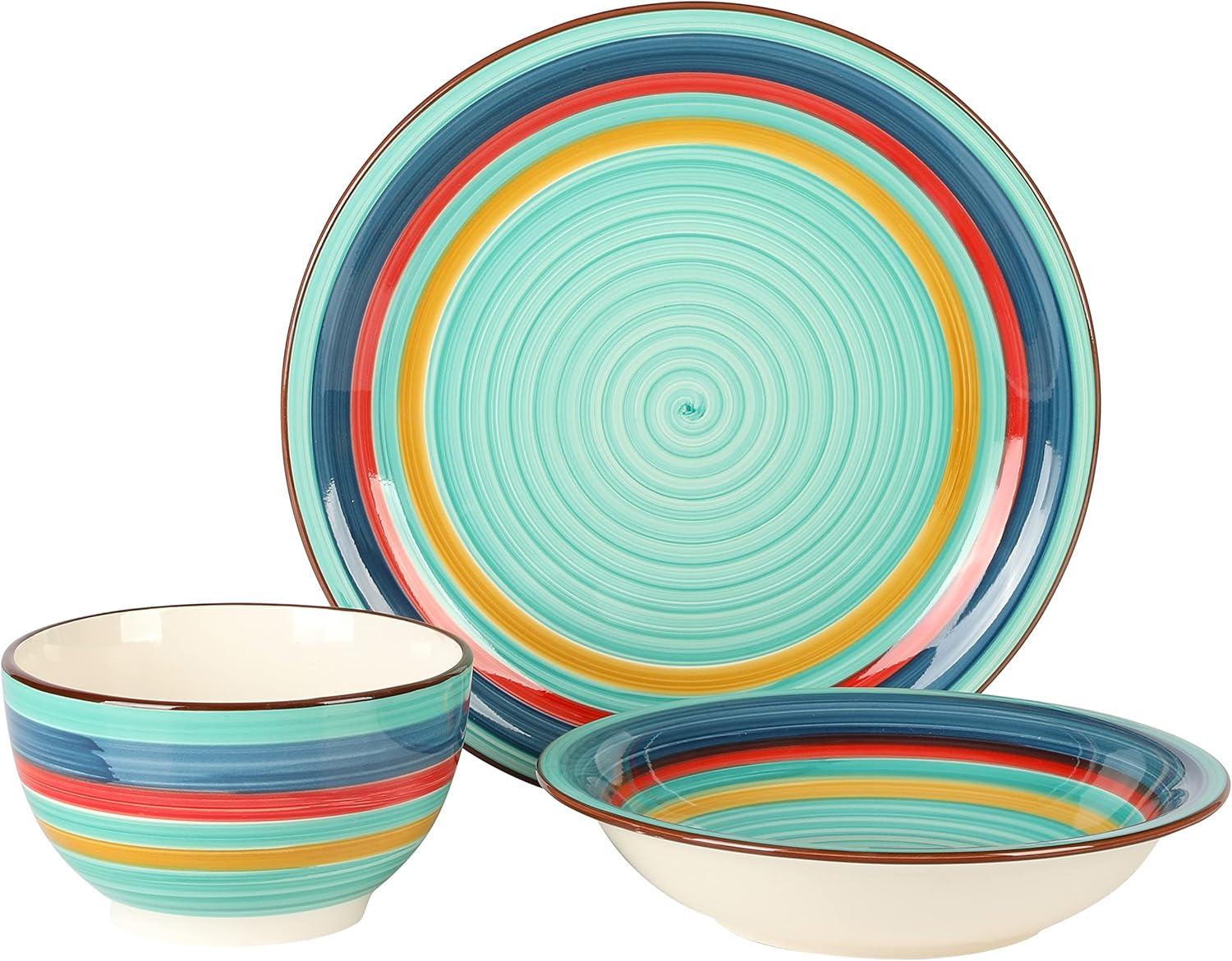 imageGibson Home Vibes Dinnerware Set Service for 4 12pcs Assorted ColorsRainbow Green