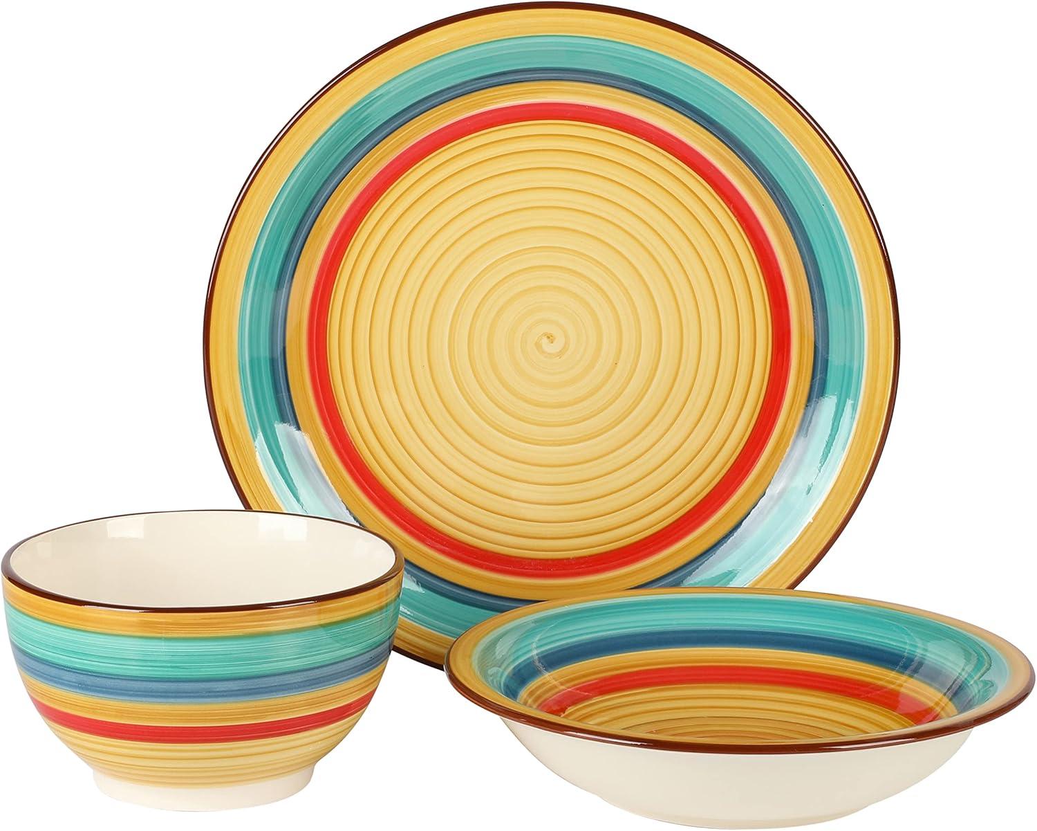 imageGibson Home Vibes Dinnerware Set Service for 4 12pcs Assorted ColorsRainbow Yellow