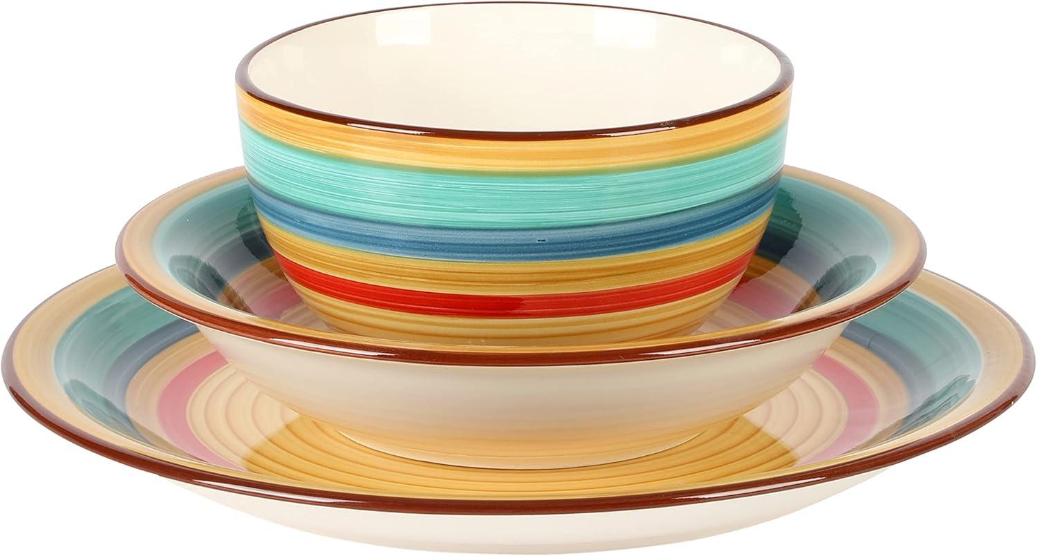 imageGibson Home Vibes Dinnerware Set Service for 4 12pcs Assorted ColorsRainbow Yellow