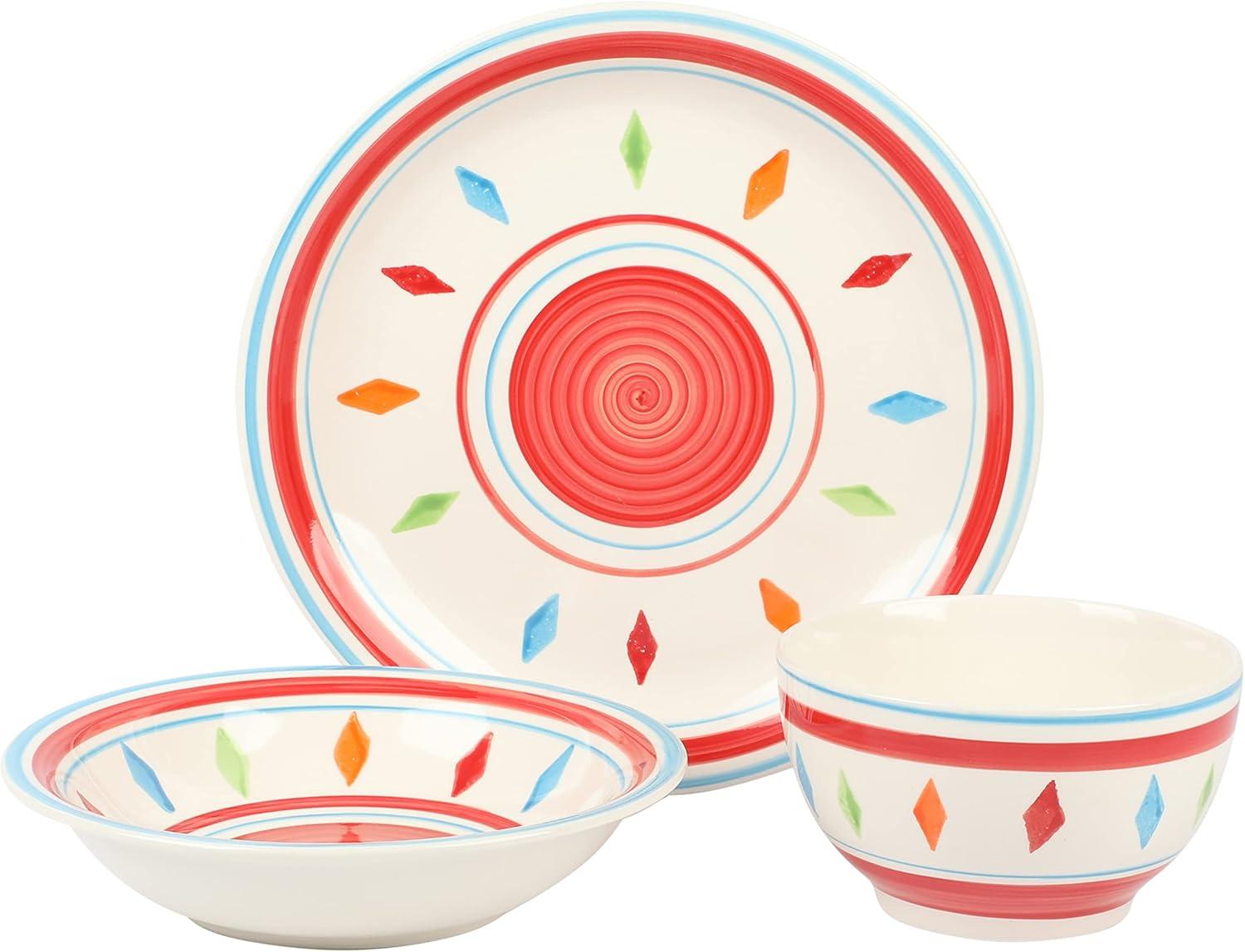 imageGibson Home Vibes Dinnerware Set Service for 4 12pcs Assorted ColorsRed