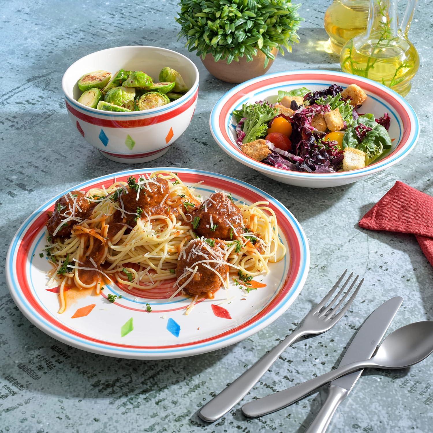imageGibson Home Vibes Dinnerware Set Service for 4 12pcs Assorted ColorsRed