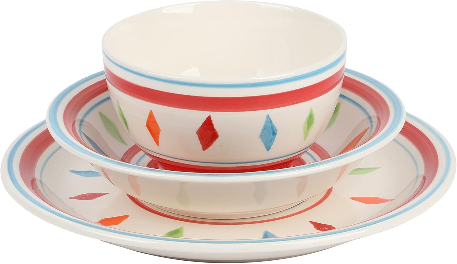 imageGibson Home Vibes Dinnerware Set Service for 4 12pcs Assorted ColorsRed