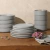 imageGibson Elite Gelston Stoneware Matte Reactive Glaze 16 Piece Service for 4 Plates and Bowl Dinnerware Set  Grey
