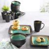 imageGibson Elite Ocean Paradise Square Reactive Glaze Stoneware Dinnerware Set Service for 4 16pcs JadeJade