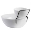 imageGibson Home Gracious Dining Dinnerware 3pc Chip ampamp Dip Set with Metal Rack White 10198903 milliliters