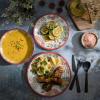 imageGibson Home Mauna Melamine Plastic Dinnerware Set Service for 4 12pcs Brick Floral